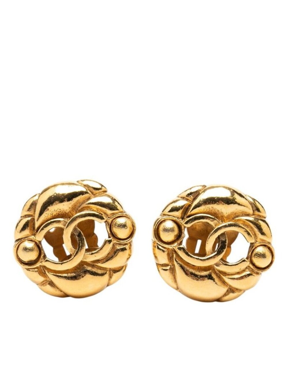 Chanel CC Logo Earrings Ear Clip 23 Gold Plated